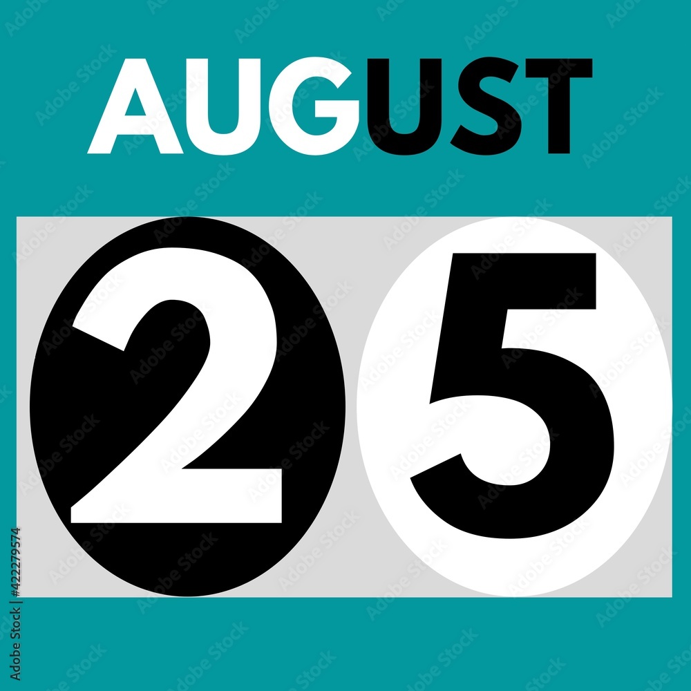 August 25 . Modern daily calendar icon .date ,day, month .calendar for the month of August August 25 . Modern daily calendar icon .date ,day, month .calendar for the month of August