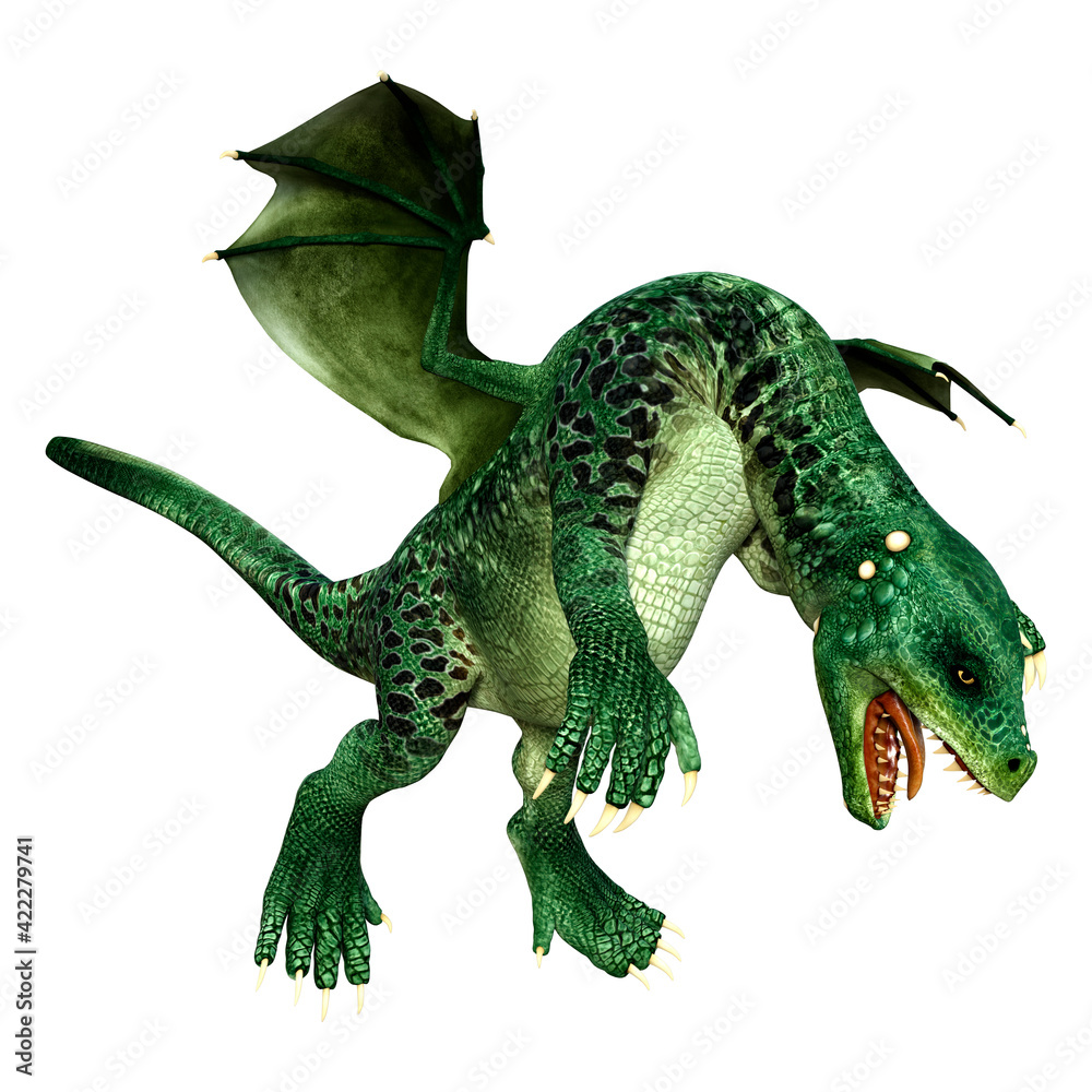 Fototapeta premium 3D Rendering Fairy Tale Dragon on White