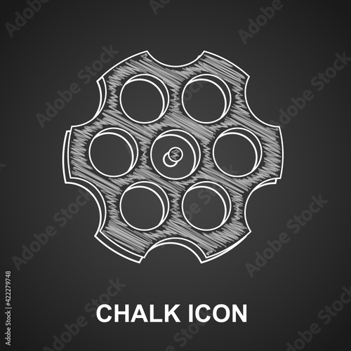 Chalk Revolver cylinder icon isolated on black background. Vector