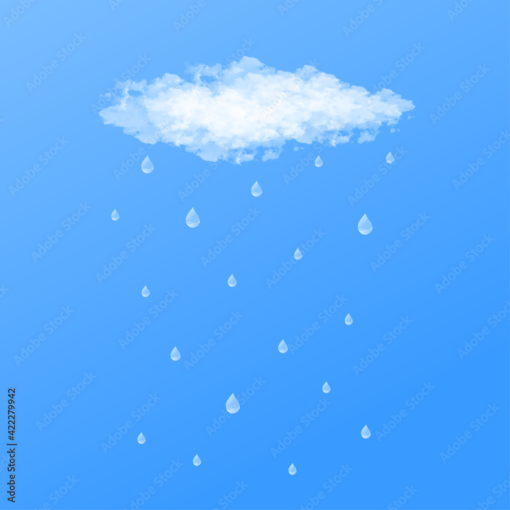 A cloud design that is pouring down rainwater, suitable for complementary designs for rainy weather