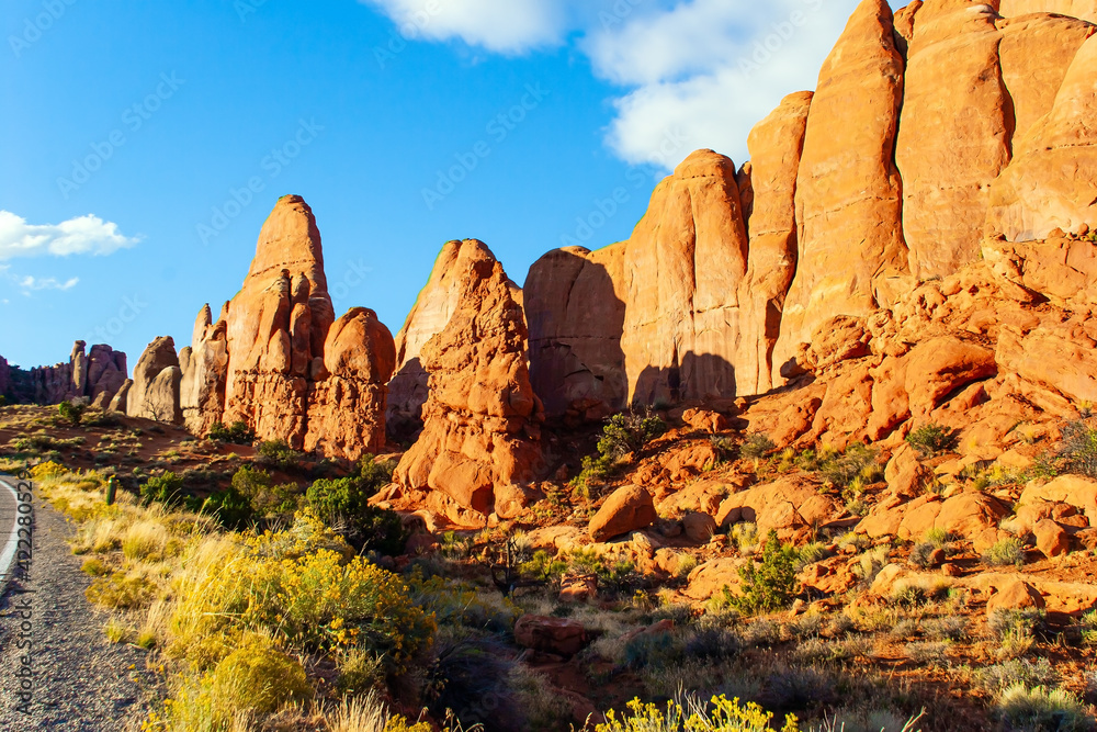 Picturesque red-brown sandstone cliffs