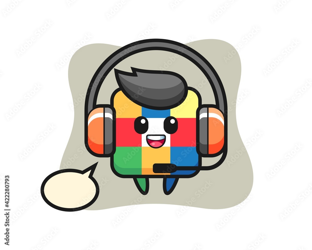 Cartoon mascot of rubik cube as a customer service Cartoon mascot of rubik cube as a customer service