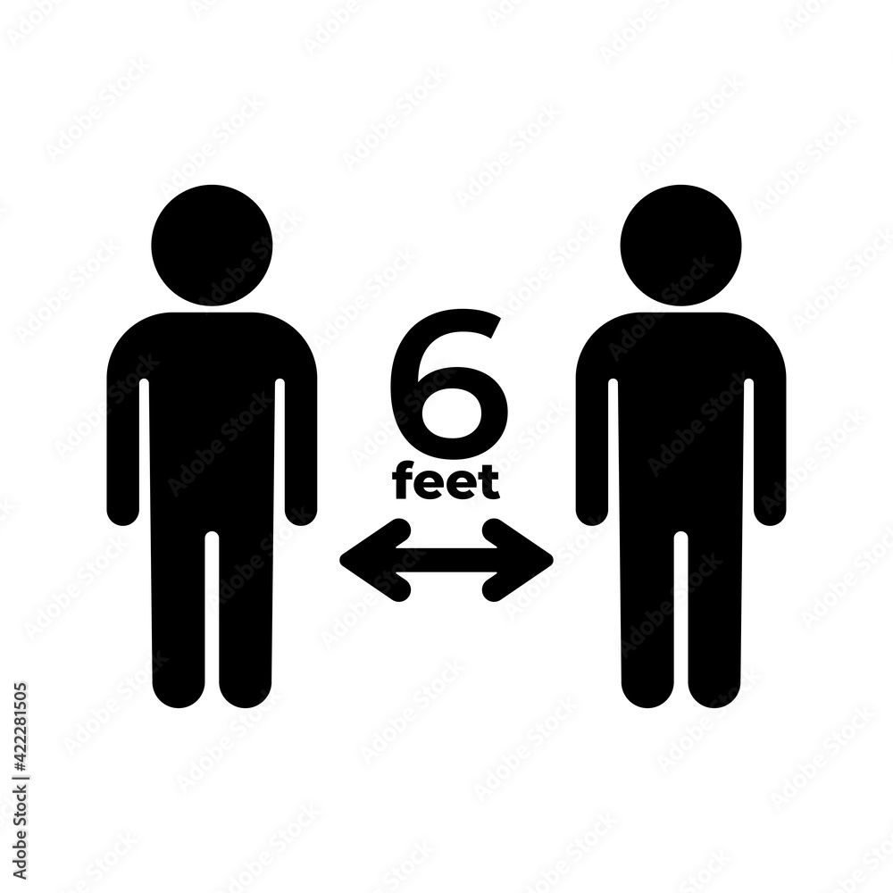 Obraz premium Social distance icon. 6 foots. Poster vector illustration