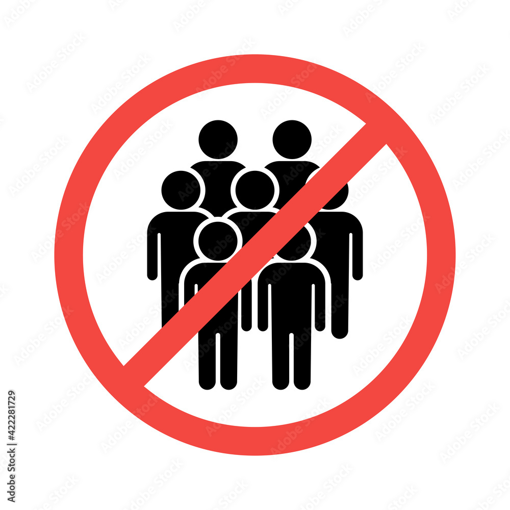 No crowd or gathering of people. Covid preventions. Quarantine restrictions. Vector illustration No crowd or gathering of people. Covid preventions. Quarantine restrictions. Vector illustration