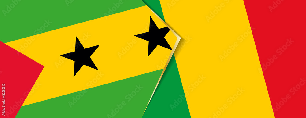 Sao Tome and Principe and Mali flags, two vector flags. Sao Tome and Principe and Mali flags, two vector flags.