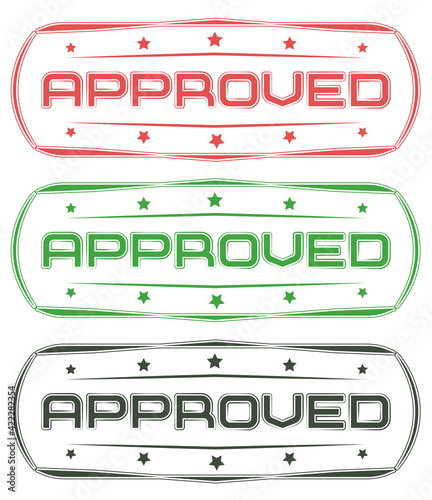 Red, green and black stamp approved