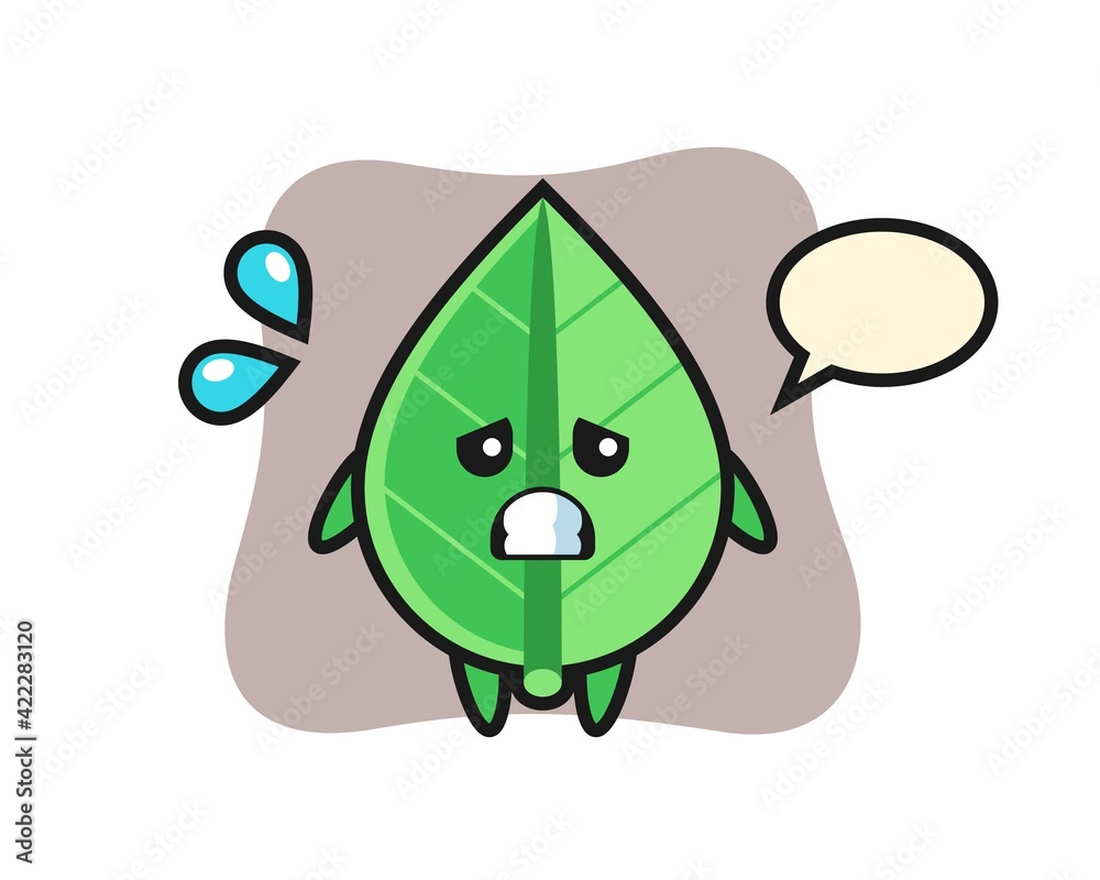 Obraz premium leaf mascot character with afraid gesture