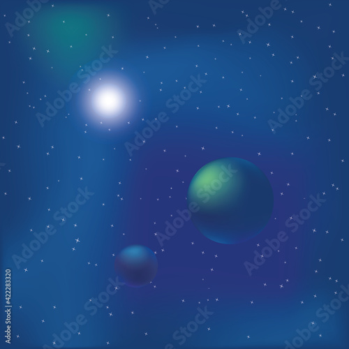 Fototapeta Naklejka Na Ścianę i Meble -  Cosmic background with shining star and planets