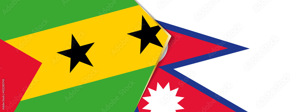 Sao Tome and Principe and Nepal flags, two vector flags. Sao Tome and Principe and Nepal flags, two vector flags.