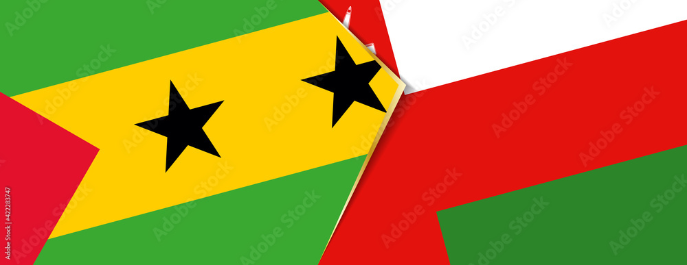 Sao Tome and Principe and Oman flags, two vector flags. Sao Tome and Principe and Oman flags, two vector flags.
