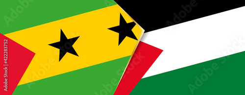 Sao Tome and Principe and Palestine flags  two vector flags.