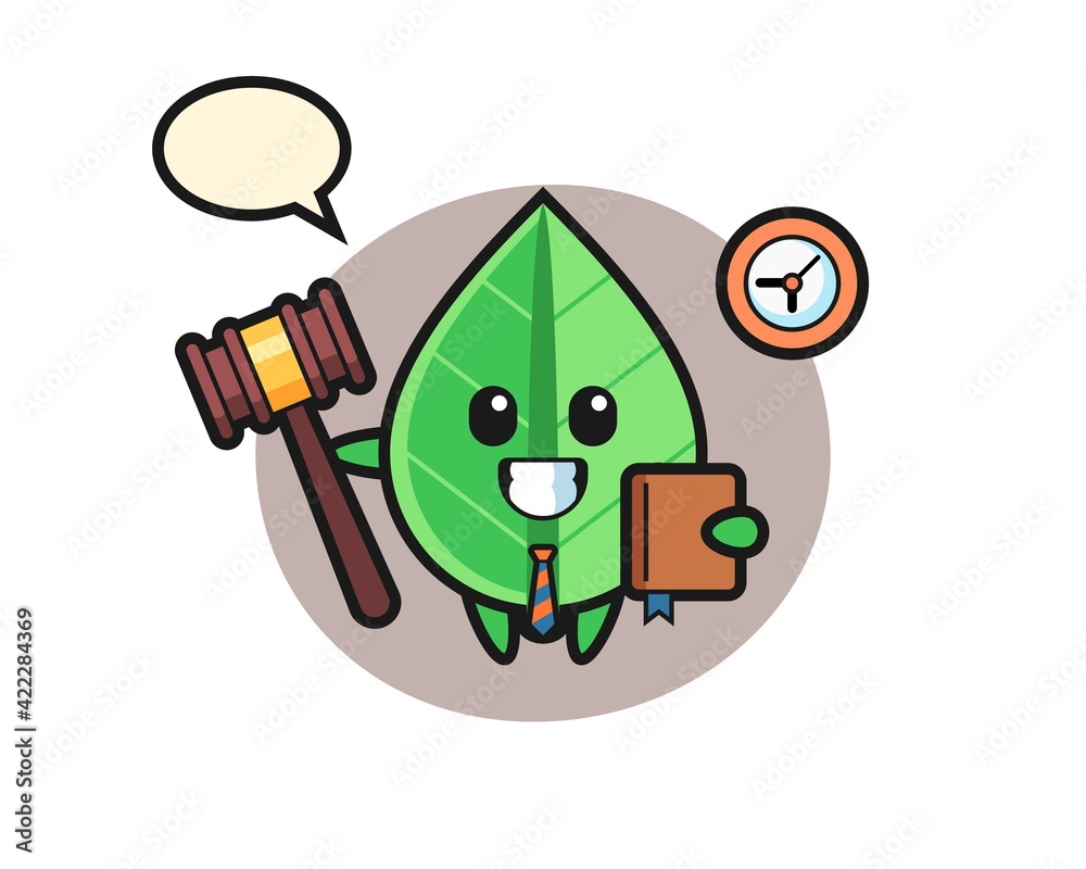 Obraz premium Mascot cartoon of leaf as a judge