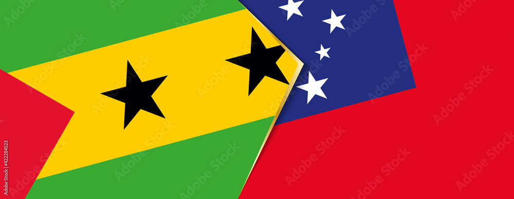 Sao Tome and Principe and Samoa flags, two vector flags. Sao Tome and Principe and Samoa flags, two vector flags.