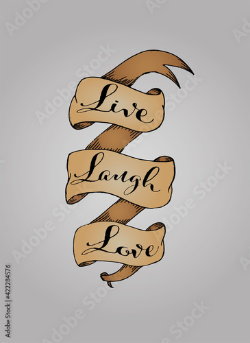 Vintage banner with the words live, laugh and love