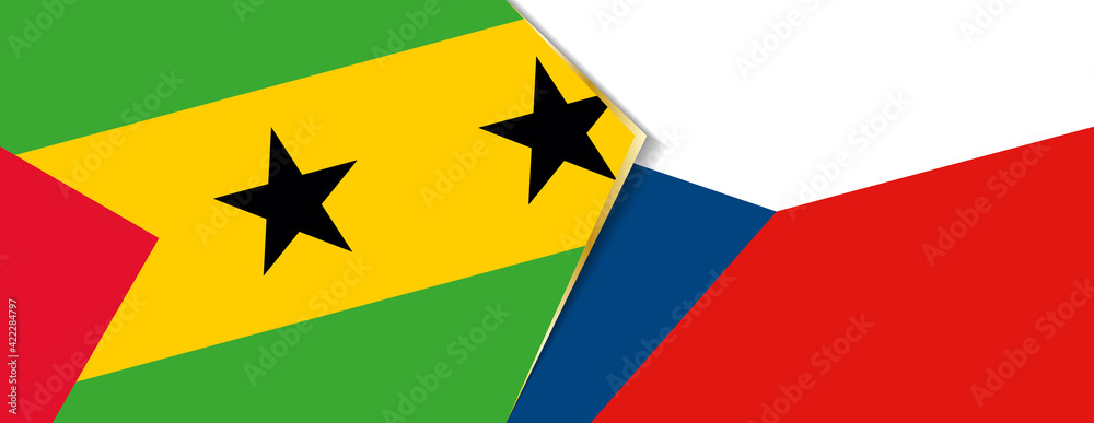 Sao Tome and Principe and Czech Republic flags, two vector flags. Sao Tome and Principe and Czech Republic flags, two vector flags.