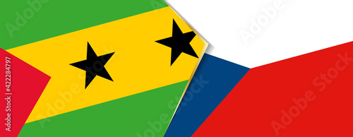 Sao Tome and Principe and Czech Republic flags, two vector flags.