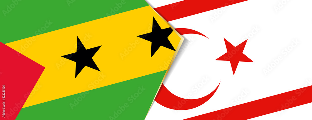Sao Tome and Principe and Northern Cyprus flags, two vector flags. Sao Tome and Principe and Northern Cyprus flags, two vector flags.