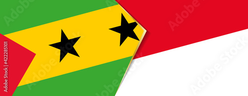 Sao Tome and Principe and Monaco flags, two vector flags.