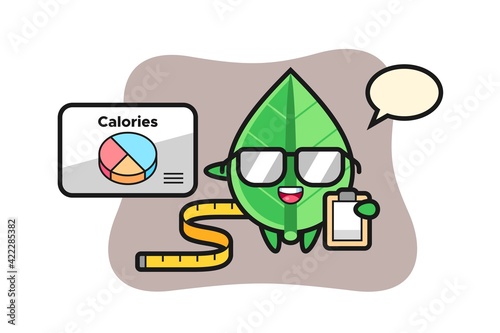Illustration of leaf mascot as a dietitian