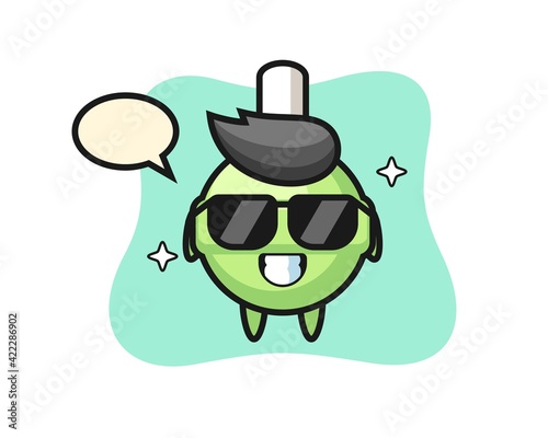 Cartoon mascot of lollipop with cool gesture