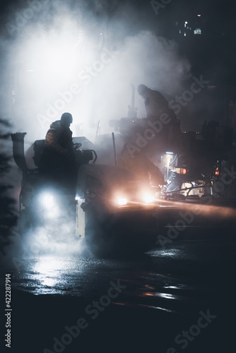 Photography Road work at night