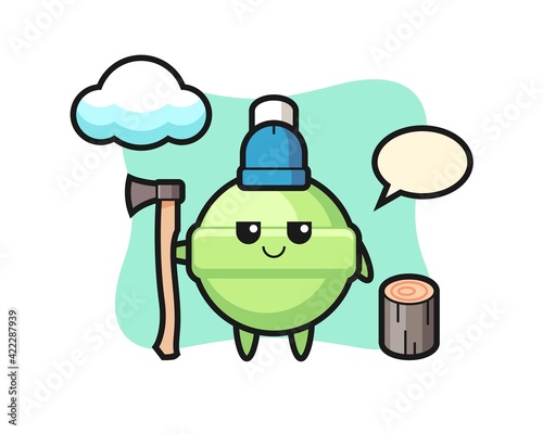 Character cartoon of lollipop as a woodcutter