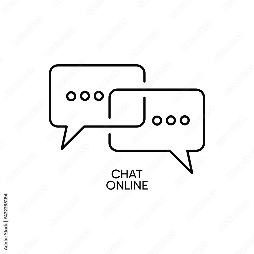 Simple thin line online chat bubble image Simple thin line online chat bubble image
