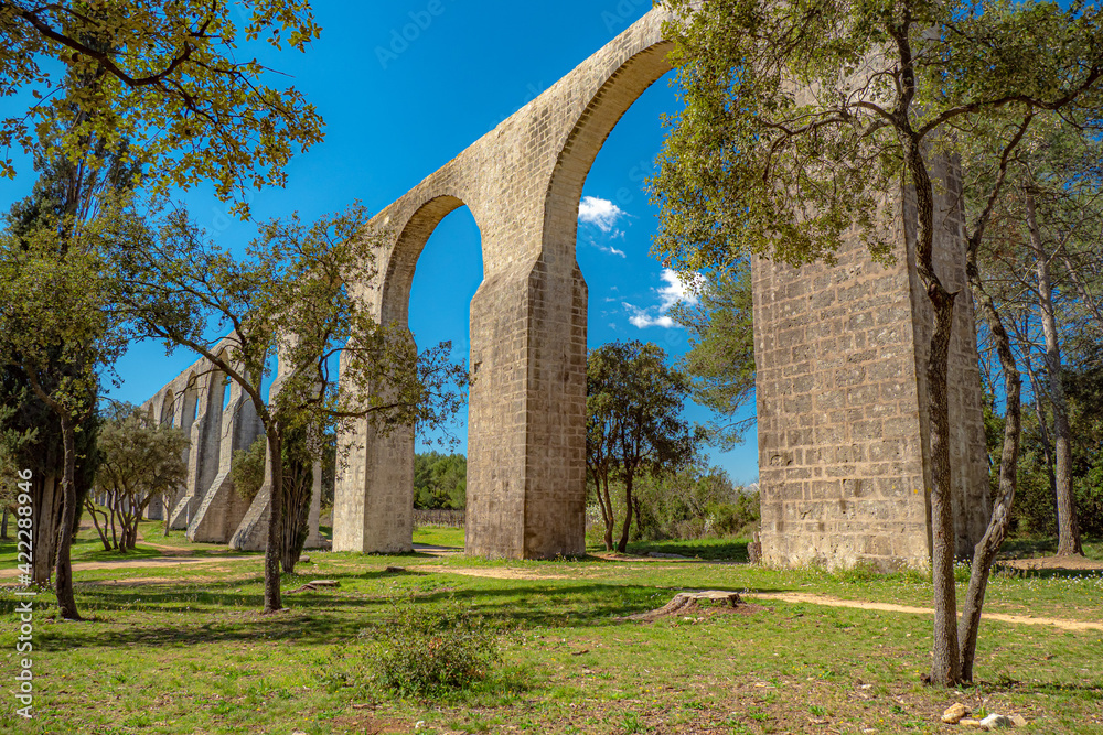 Aqueduct de Castries in the south of France during springtime