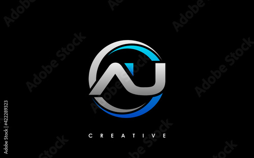 AU Letter Initial Logo Design Template Vector Illustration