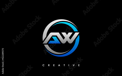 AW Letter Initial Logo Design Template Vector Illustration