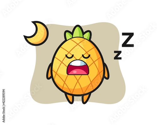 pineapple character illustration sleeping at night