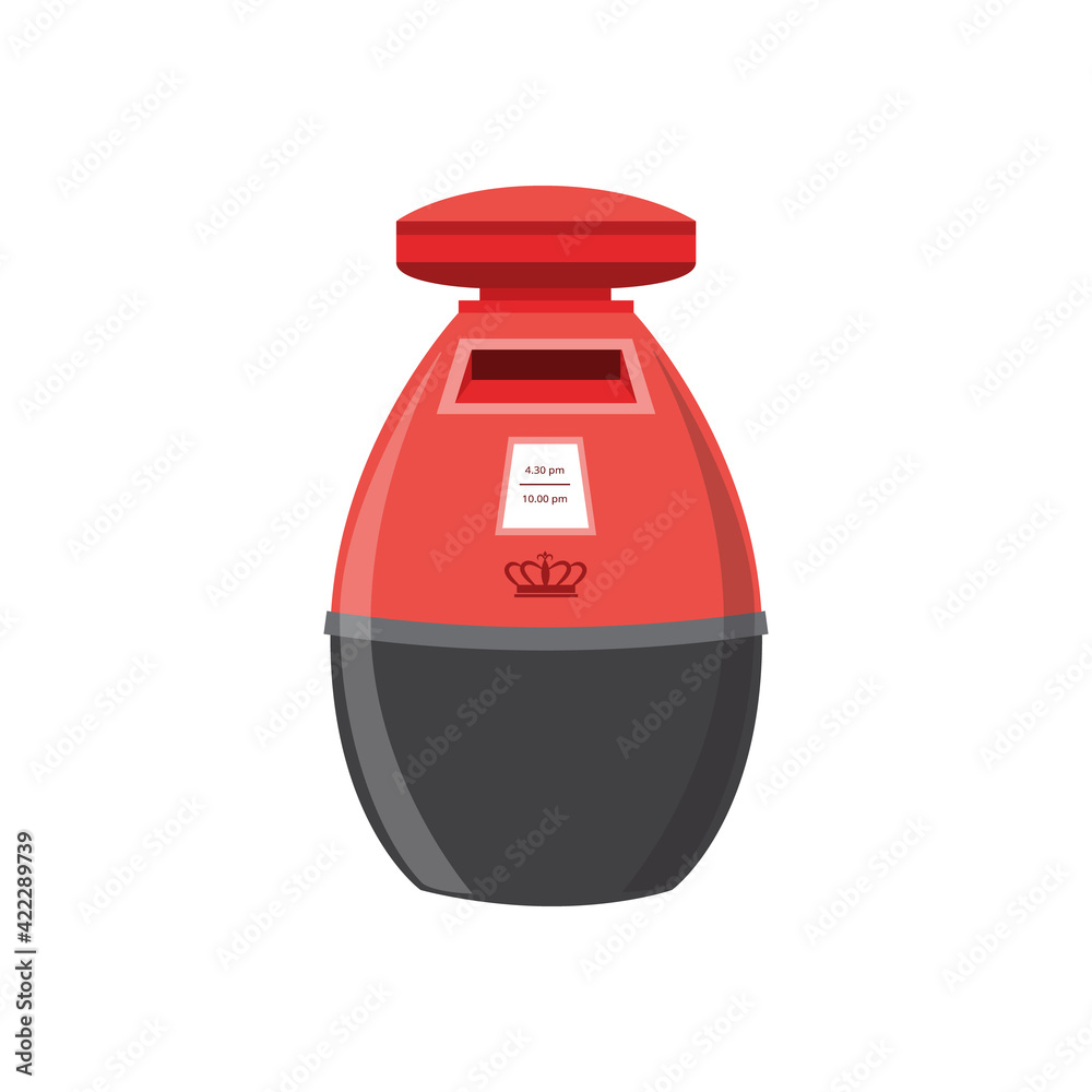 Red street mail box of royal post services, flat vector illustration isolated. Red street mail box of royal post services, flat vector illustration isolated.
