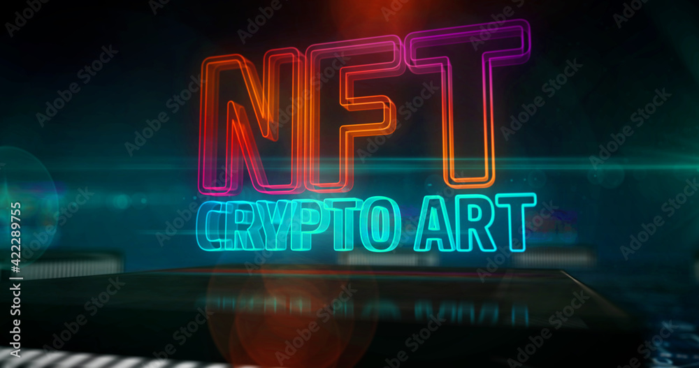 NFT Crypto Art technology symbol 3d illustration - obrazy, fototapety, plakaty 