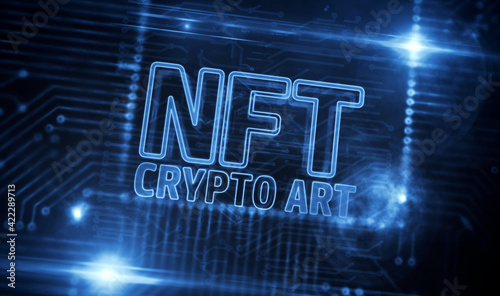 NFT Crypto Art technology symbol 3d illustration