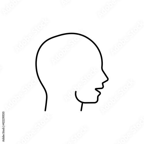 Head profile or human silhouette line icon in black. Trendy flat style isolated symbol, can be used for: illustration, minimal, logo, mobile, app, emblem, design, web, site, ui, ux. Vector EPS 10