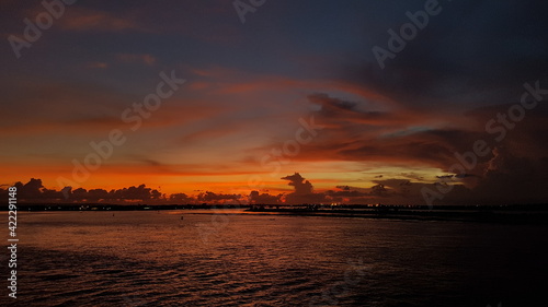 fiery sunset in the sea. when nature paints