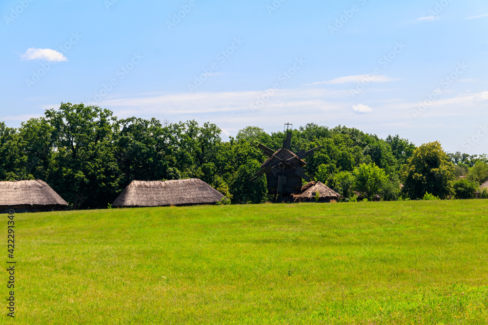 Obraz premium View of Open-air Museum of Folk Architecture and Folkways of Ukraine in Pyrohiv (Pirogovo) village near Kiev, Ukraine