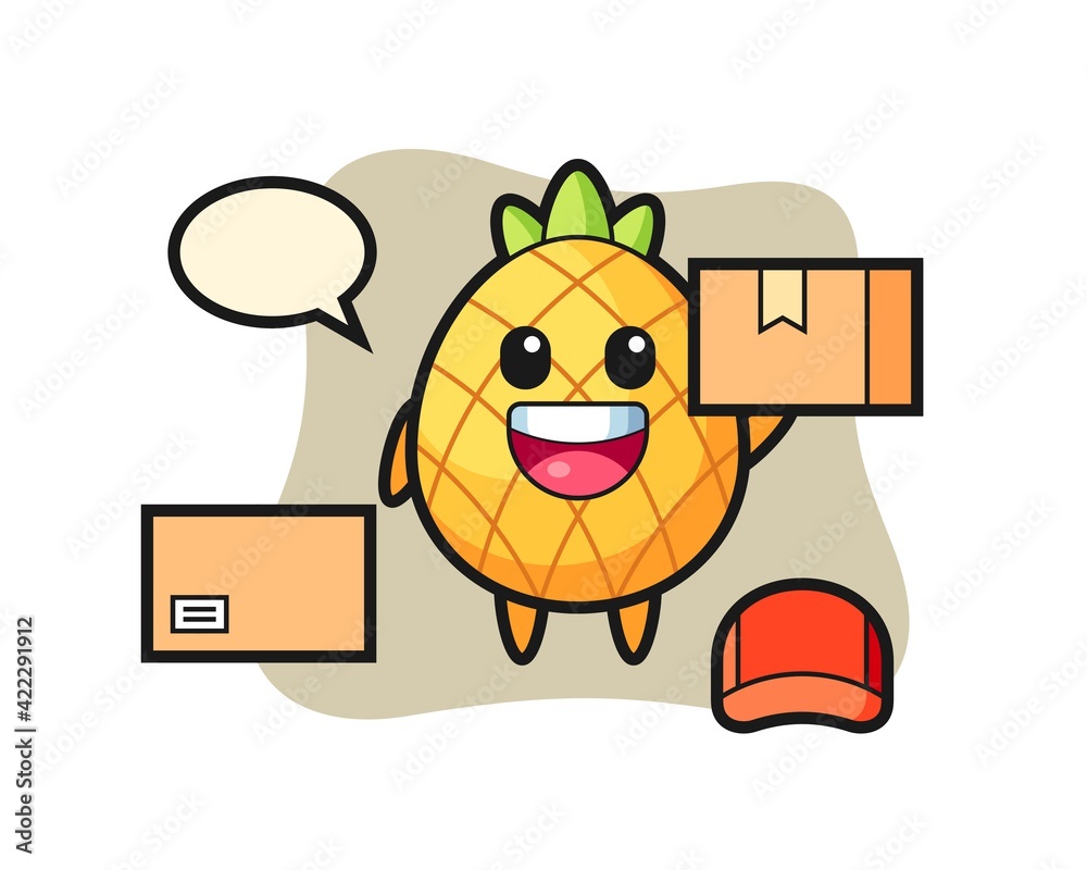 Mascot Illustration of pineapple as a courier Mascot Illustration of pineapple as a courier