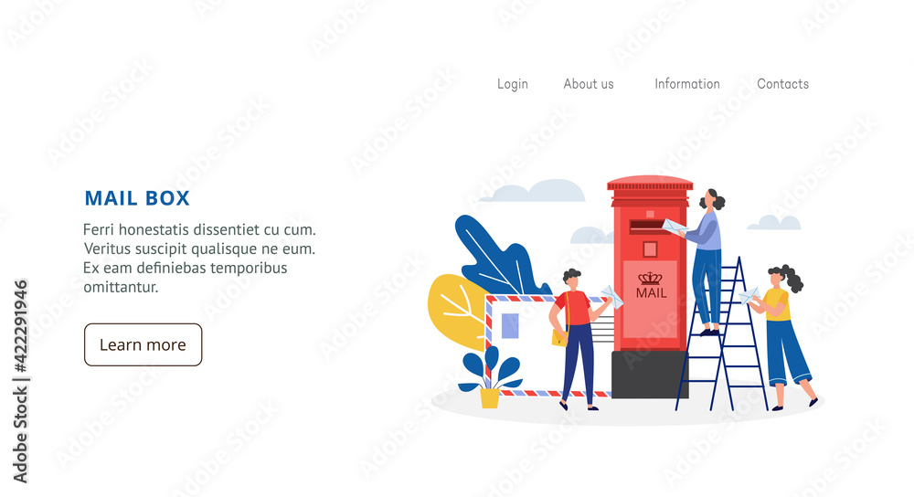 People send, receive paper letters using mail box a vector landing page ...