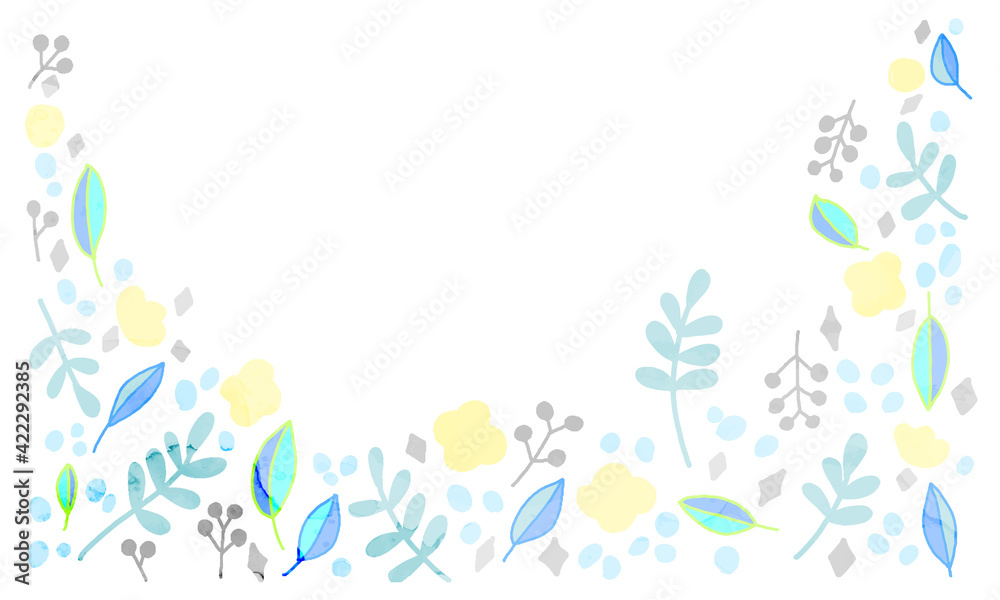 Illustration of hand-painted watercolor leaves