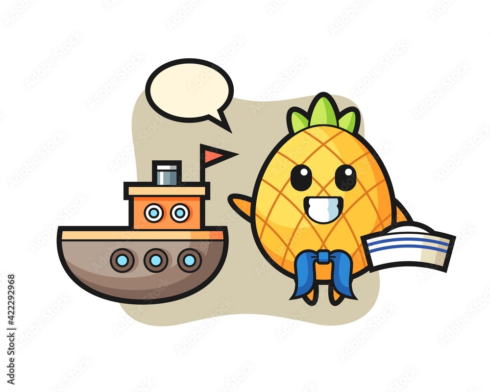 Character mascot of pineapple as a sailor man Character mascot of pineapple as a sailor man