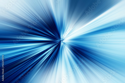 Abstract surface of radial blur zoom blue and white tones. Abstract blue background with radial, diverging, converging lines.