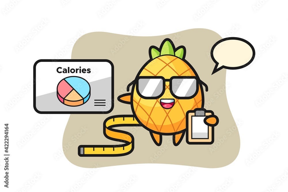 Illustration of pineapple mascot as a dietitian
