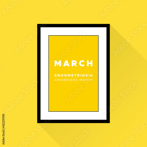 Endometriosis Awareness Month. March. Yellow color. Vector illustration, flat design