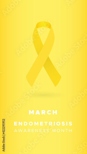 Endometriosis Awareness Month. March. Yellow color. Vector illustration, flat design