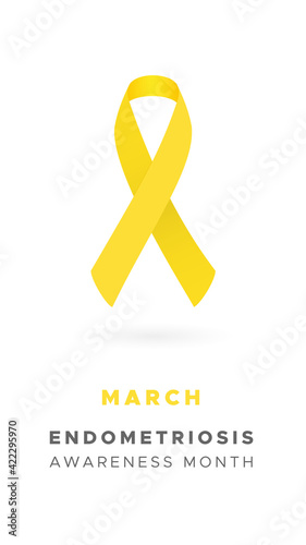 Endometriosis Awareness Month. March. Yellow color. Vector illustration, flat design