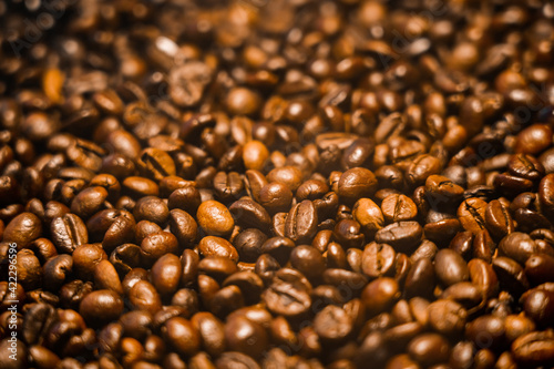 Roasted brown coffee beans background