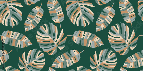 Tropical seamless pattern with abstract leaves. Modern design for paper, cover, fabric, interior decor and other.