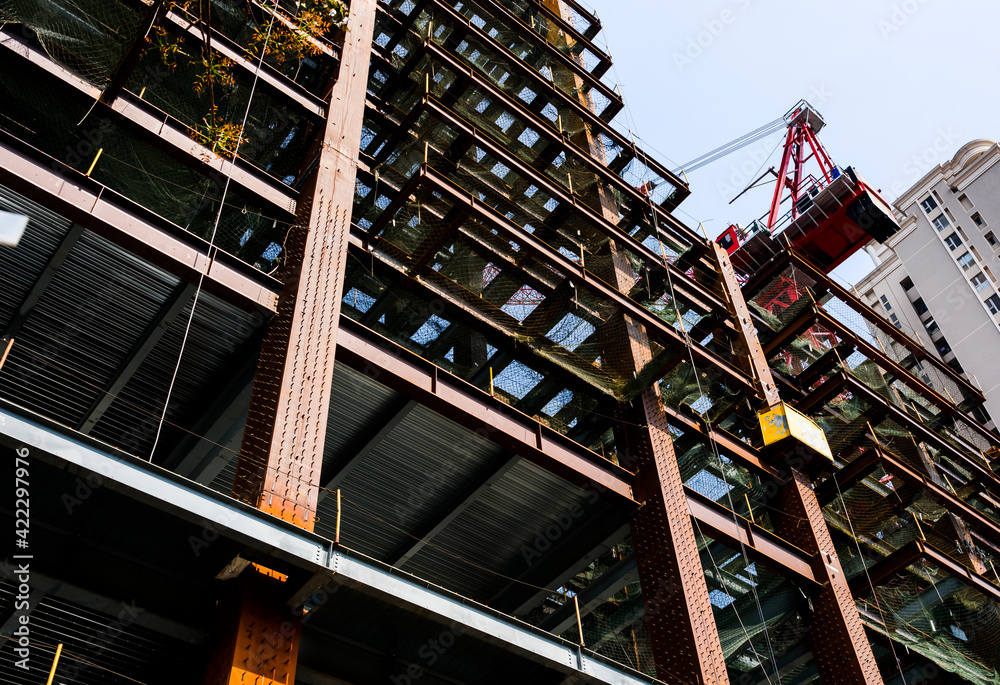 Steel structure silhouette background for building construction.