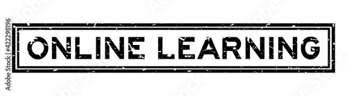 Grunge black online learning word sqaure rubber seal stamp on white background
